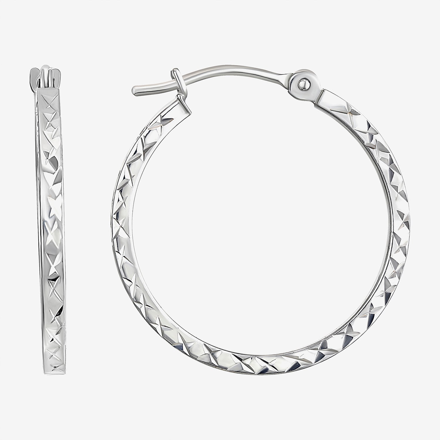 14K Gold Square-Cut Hoop Earrings