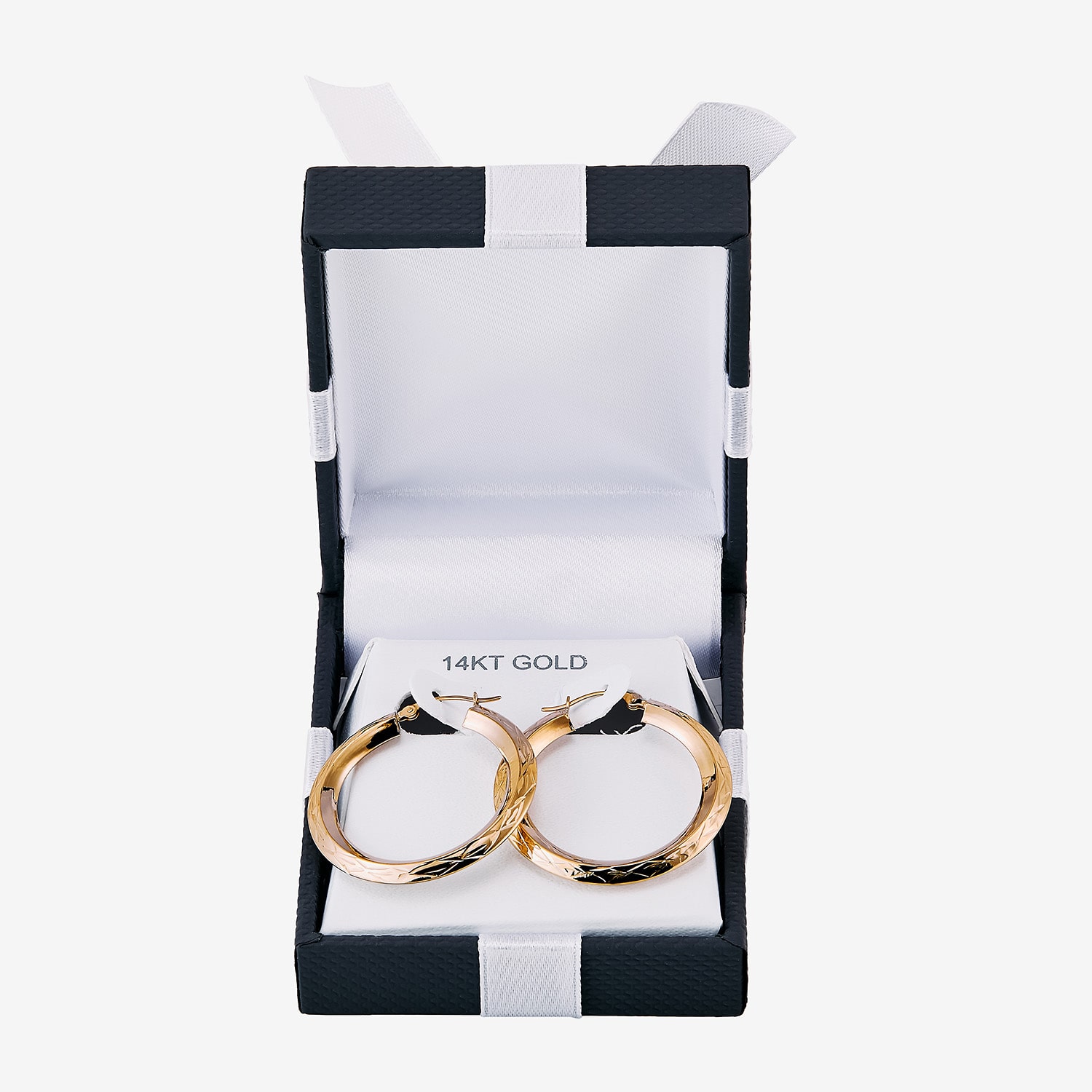 14K Gold Star-Cut Hoop Earrings