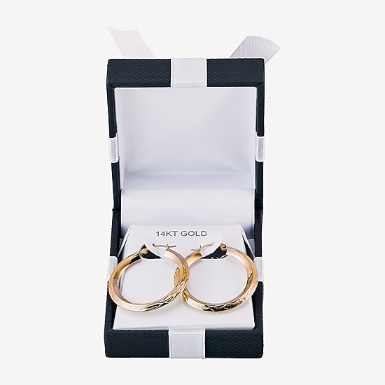 14K Gold Star-Cut Hoop Earrings