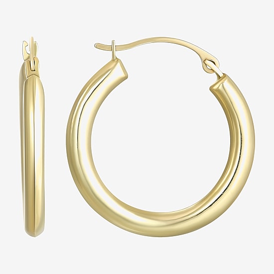 14K Gold Round Polished 21mm Hoop Earrings