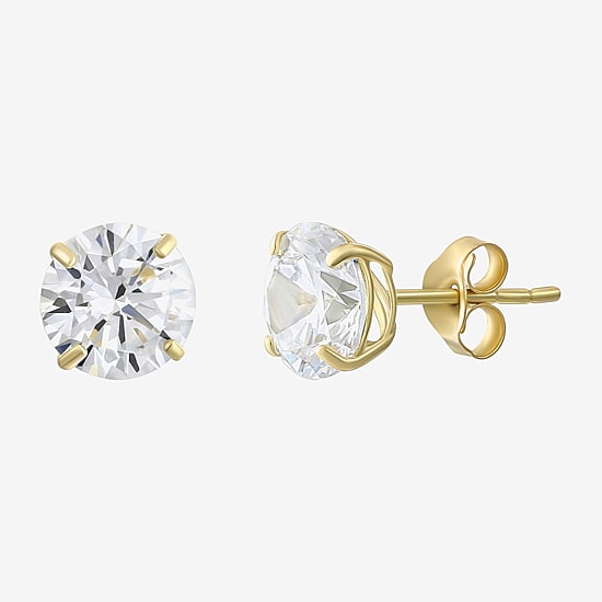 Cubic Zirconia 10K Gold 6mm Stud Earrings