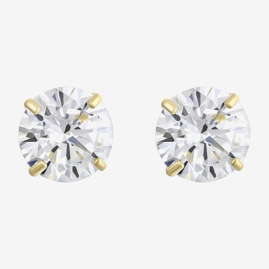 Cubic Zirconia 10K Gold 6mm Stud Earrings