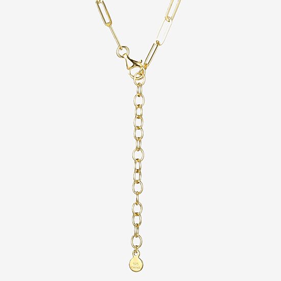 Paris 1901 By Charles Garnier Womens White Cubic Zirconia 18K Gold Over Silver Heart 18 Inch Pendant Necklace