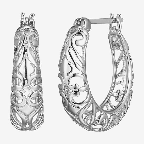 Womens Sterling Silver 20.8mm Hoop Earrings