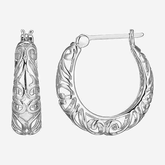 Womens Sterling Silver 20.8mm Hoop Earrings
