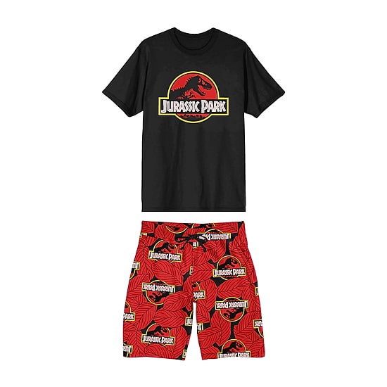 Jurassic Park Mens Crew Neck Short Sleeve 2-pc. Pajama Set
