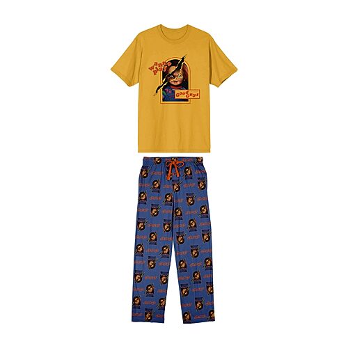 Bioworld Chucky Mens Crew Neck Short Sleeve 2-pc. Pajama Set In Yellow
