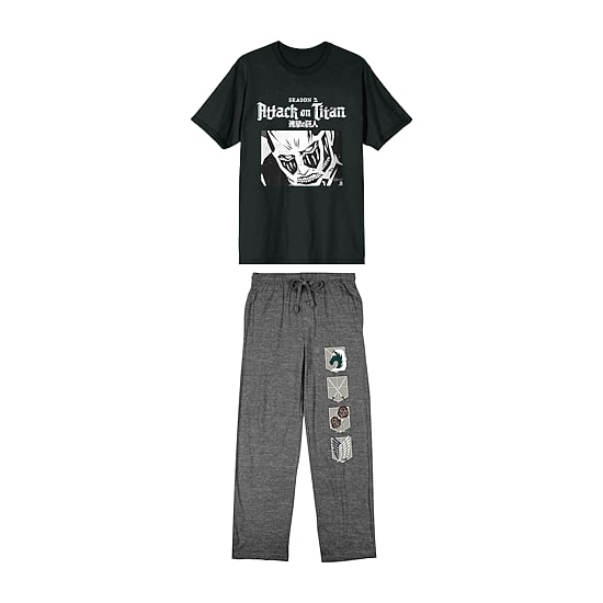 Attack On Titan Mens Crew Neck Short Sleeve 2-pc. Pajama Set