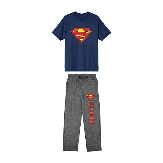 Superman Mens Crew Neck Short Sleeve 2-pc. Pajama Set
