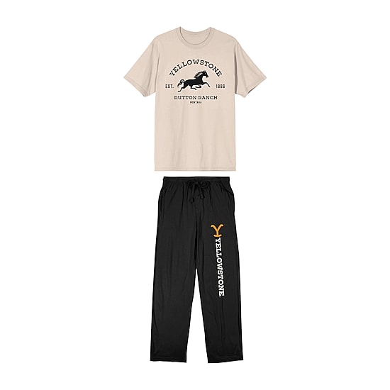 Yellowstone Mens Crew Neck Short Sleeve 2-pc. Pajama Set