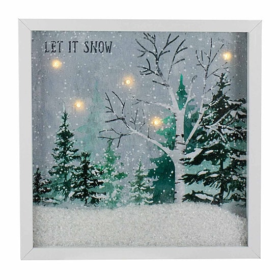 Northlight 10" X 10" Led Snow Winter Canvas Art