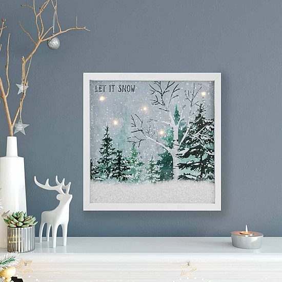 Northlight 10" X 10" Led Snow Winter Canvas Art