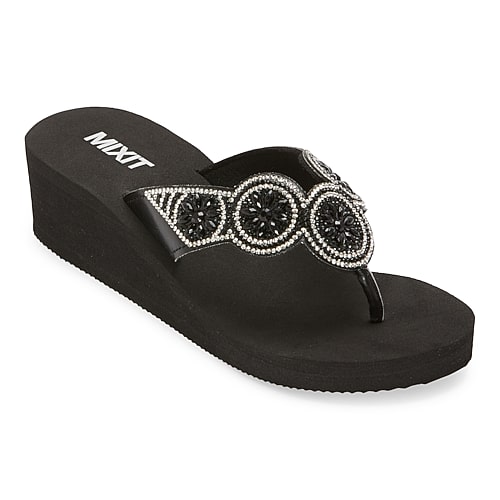 Mixit Womens 5 Disc Wedge Sandals, 6, Black