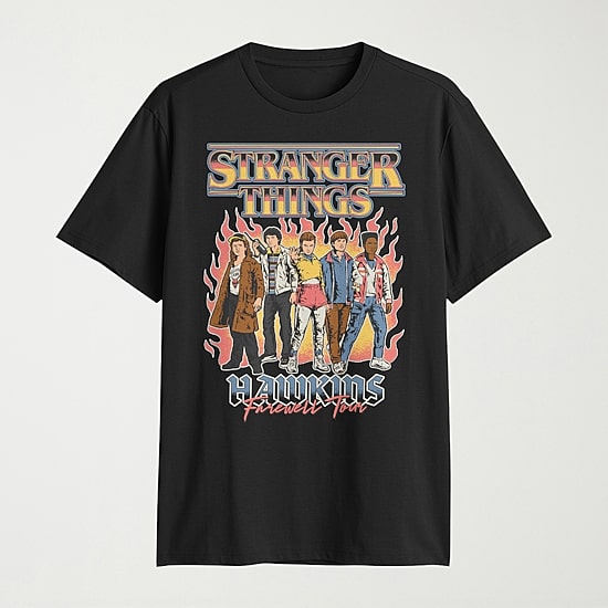 Novelty Mens Crew Neck Short Sleeve Regular Fit Stranger Things Graphic T-Shirt