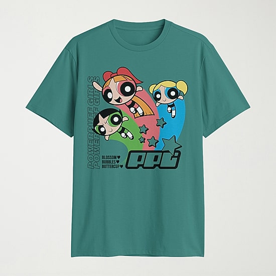 Novelty Mens Crew Neck Short Sleeve Regular Fit Powerpuff Girls Graphic T-Shirt