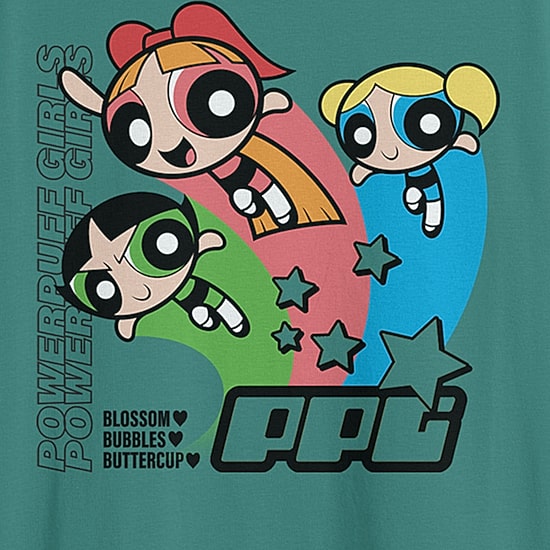 Novelty Mens Crew Neck Short Sleeve Regular Fit Powerpuff Girls Graphic T-Shirt