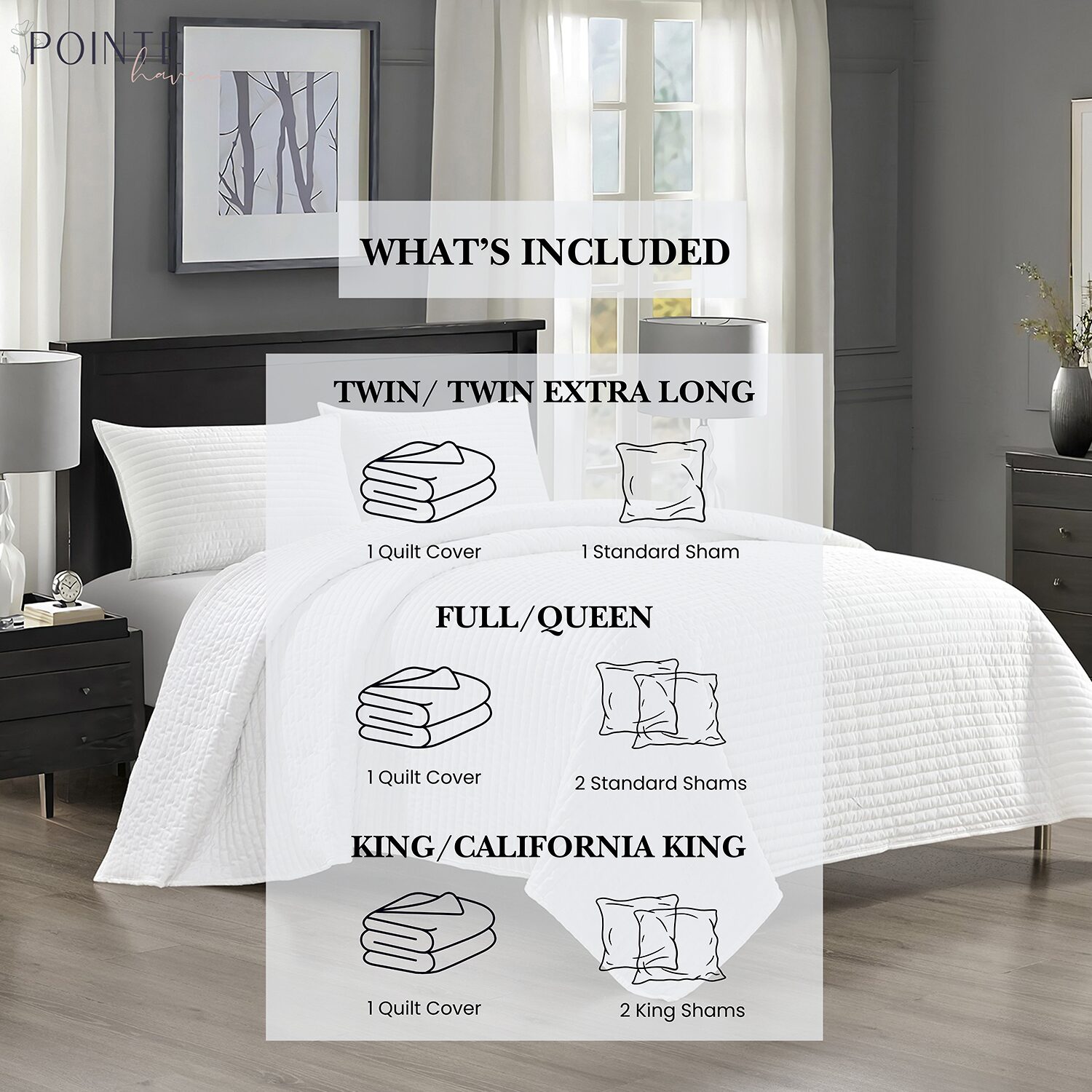 Pointehaven Velvet Diamond Design Oversized Quilt Set