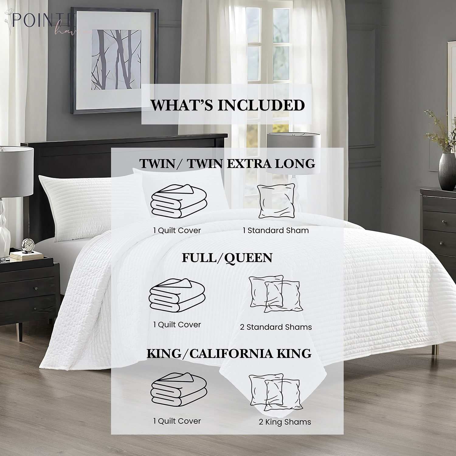 Pointehaven Velvet Diamond Design Oversized Quilt Set