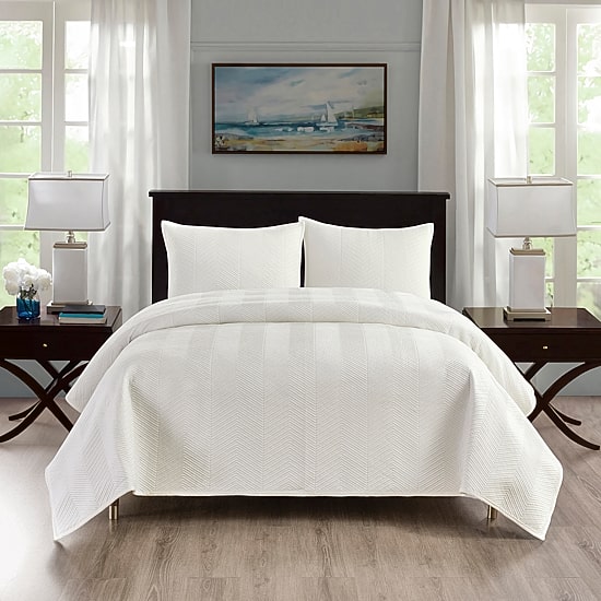 Pointehaven Velvet Chevron Design Oversized Quilt Set
