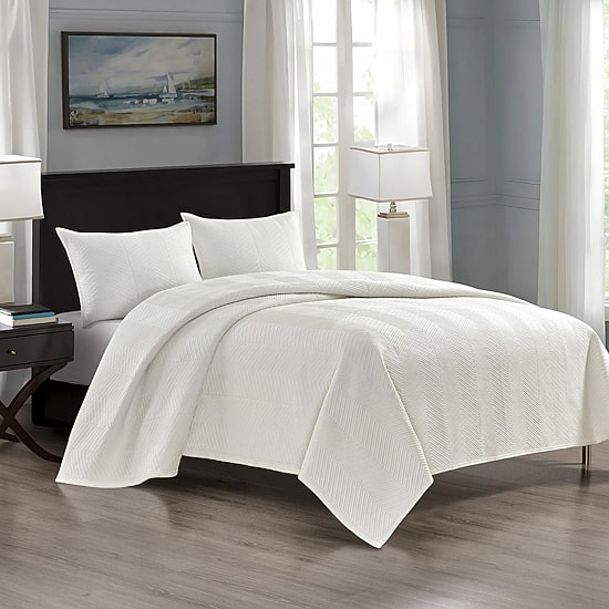 Pointehaven Velvet Chevron Design Oversized Quilt Set