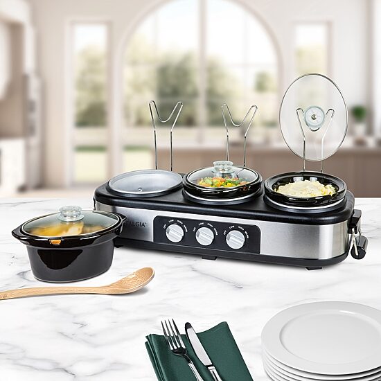 Nostalgia Triple 1 1/2 Qt Slow Cooker