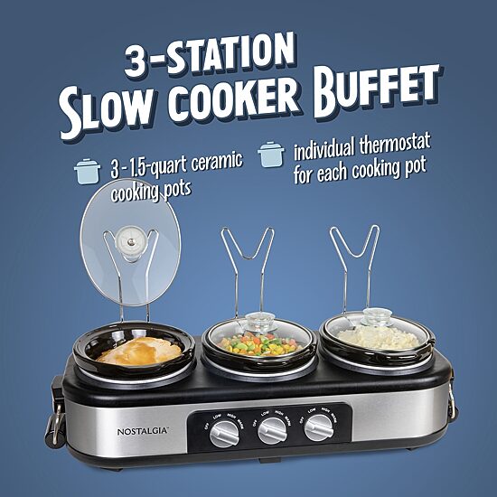 Nostalgia Triple 1 1/2 Qt Slow Cooker