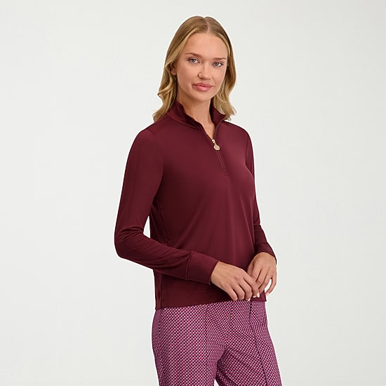 Stella Parker Womens Mock Neck Long Sleeve Quarter-Zip Pullover