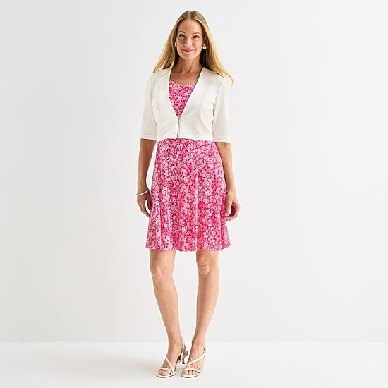 Perceptions Womens Floral Jacket Dress