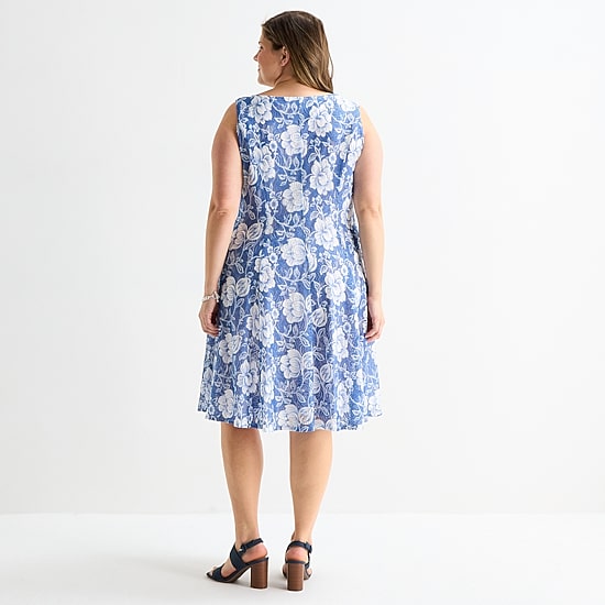 Perceptions Womens Plus Lace Floral Jacket Dress