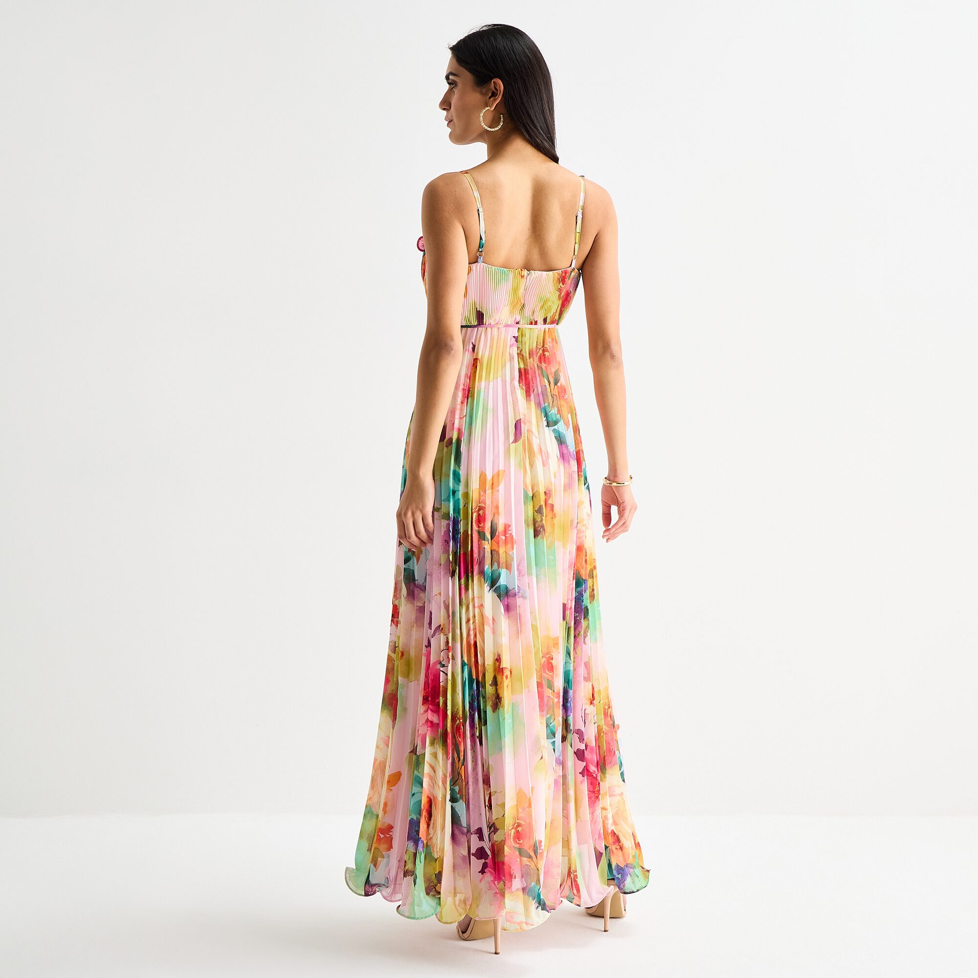 Melonie T Womens V Neck Sleeveless Floral Evening Gown