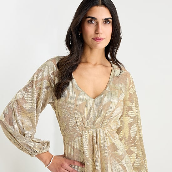 jcpenney champagne dresses Sam And Jess Womens Long Sleeve Leaf Evening Gown