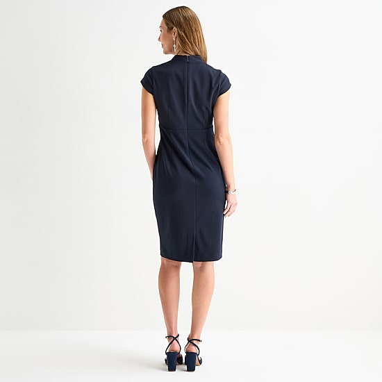 Marc New York Womens Split Crew Neck Short Sleeve Sheath Dress