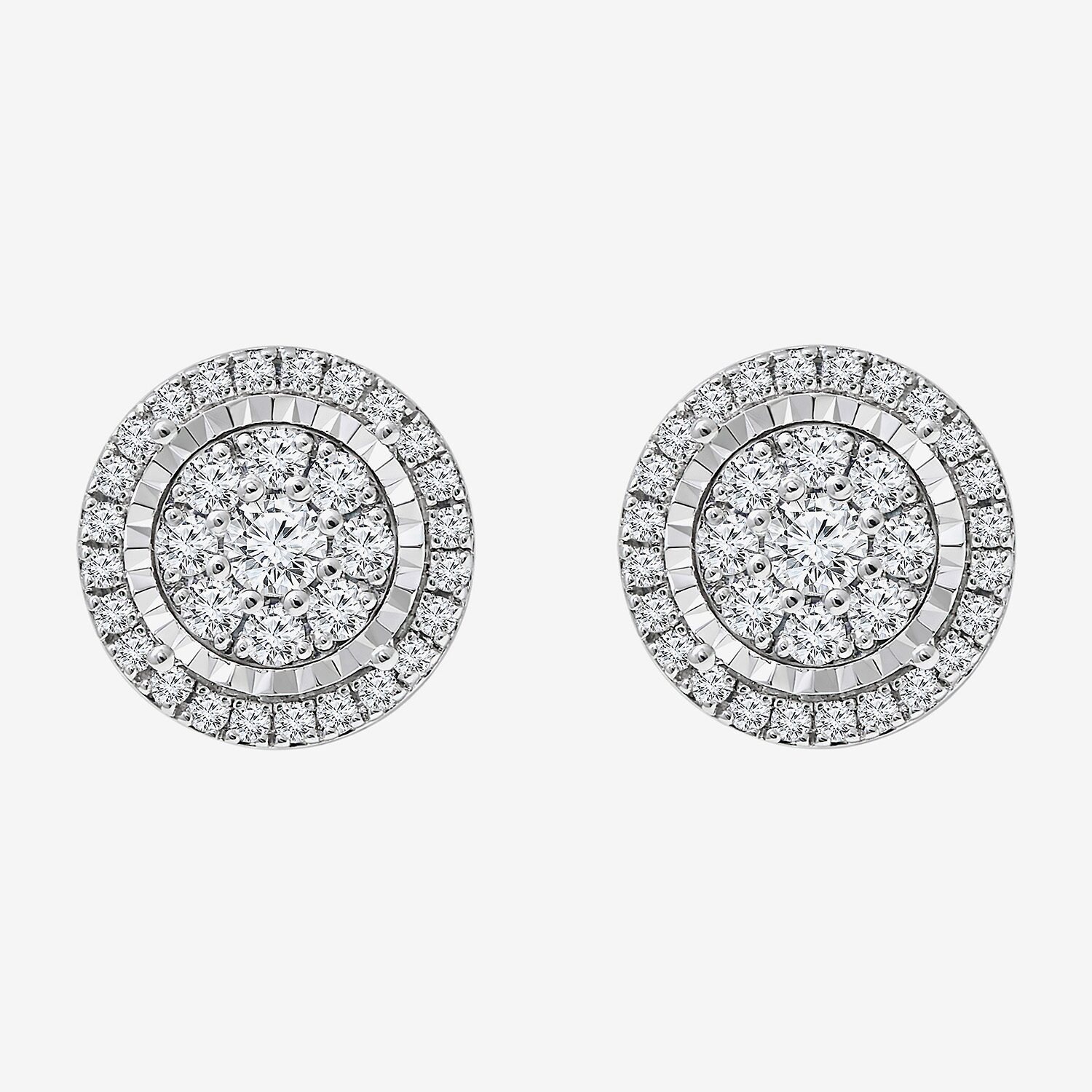 Diamond Blossom (I-J / I3) 1 CT. T.W. Natural White Diamond 10K Gold Round Stud Earrings