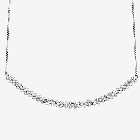 (I-J / I2-I3) Womens 1 CT. T.W. Natural White Diamond 10K Gold Curved 18 Inch Pendant Necklace