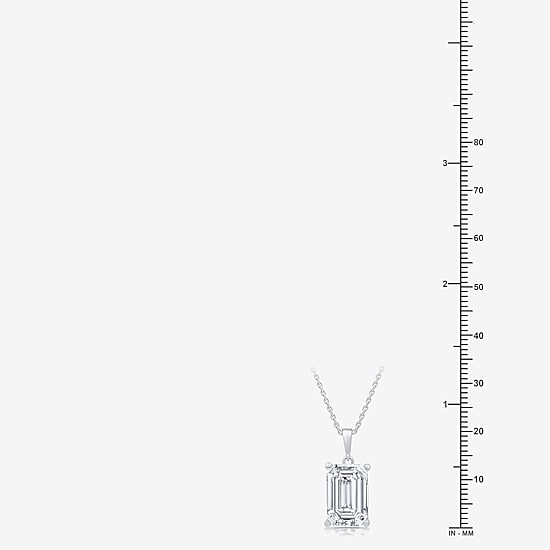 ( F/VS1 ) 5 CT. Lab-Grown White Diamond 14K White Gold Emerald 18 Inch Pendant Necklace