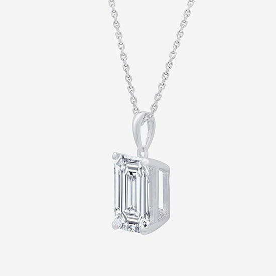 ( F/VS1 ) 5 CT. Lab-Grown White Diamond 14K White Gold Emerald 18 Inch Pendant Necklace