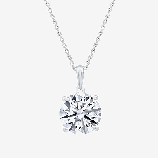 (F/Vs1) Womens 5 CT. T.W. Lab Grown White Diamond 14K Gold Round 18 Inch Pendant Necklace