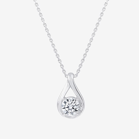( G/SI1-SI2) 1/2 CT. Lab-Grown Diamond Sterling Silver or 14K Gold over Silver 18 Inch Pendant Necklace