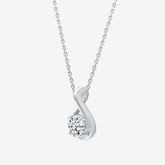( G/SI1-SI2) 1/2 CT. Lab-Grown Diamond Sterling Silver or 14K Gold over Silver 18 Inch Pendant Necklace