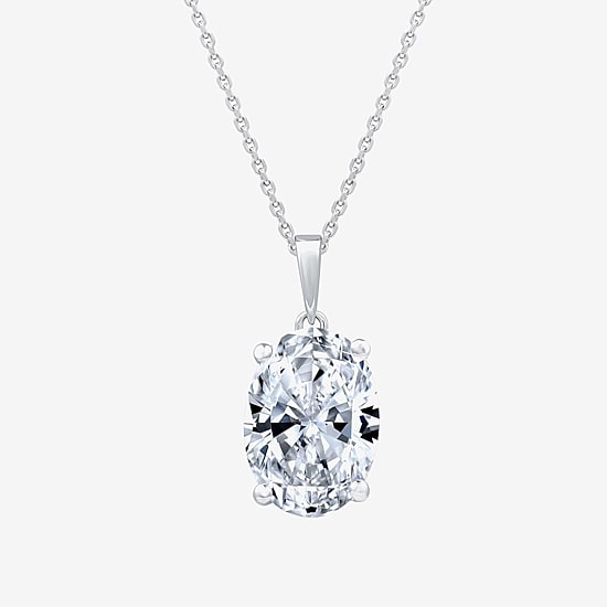 (F/Vs1) Womens 5 CT. T.W. Lab Grown White Diamond 14K Gold Oval 18 Inch Pendant Necklace