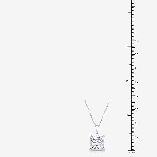 ( F/VS1 ) Womens 5 CT. T.W. Lab-Grown White Diamond 14K White Gold Princess 18 Inch Pendant Necklace