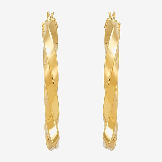 Bonded Brilliance Womens 14K Gold Bonded With Sterling Silver 35mm Hoop Earrings