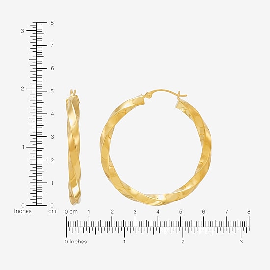 Bonded Brilliance Womens 14K Gold Bonded With Sterling Silver 35mm Hoop Earrings