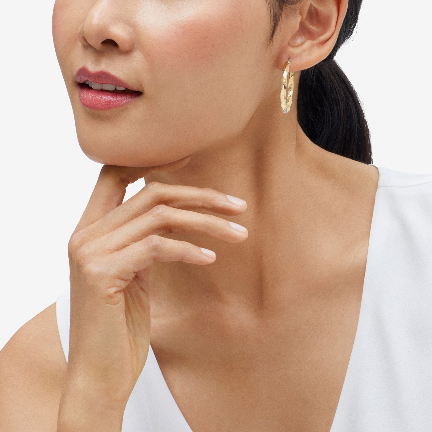 Bonded Brilliance Womens 14K Gold Bonded With Sterling Silver 35mm Hoop Earrings