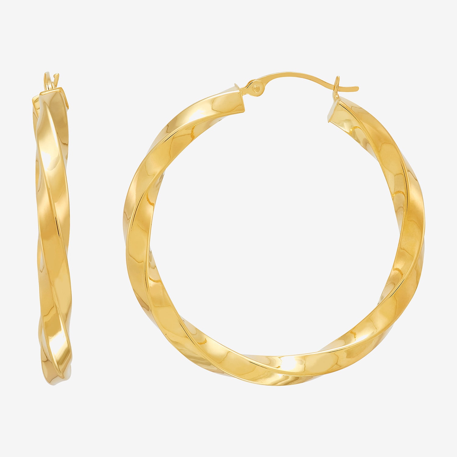 Bonded Brilliance Womens 14K Gold Bonded With Sterling Silver 35mm Hoop Earrings