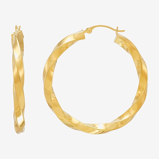 Bonded Brilliance Womens 14K Gold Bonded With Sterling Silver 35mm Hoop Earrings