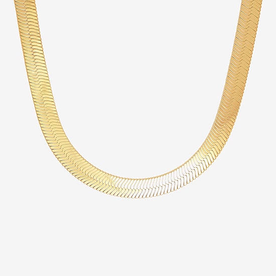 Bonded Brilliance Womens 14K Gold Bonded With Sterling Silver 20 Inch Herringbone Chain Necklace