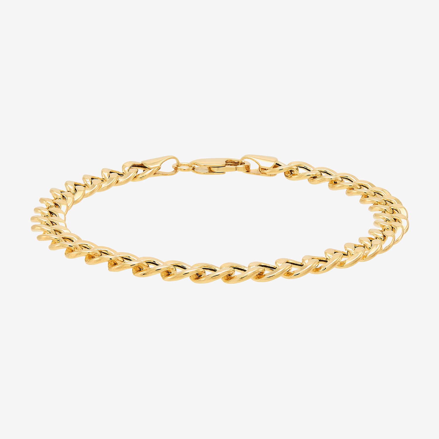 Bonded Brilliance Womens 14K Gold Bonded With Sterling Silver 7.5 Inch Hollow Link Chain Bracelet