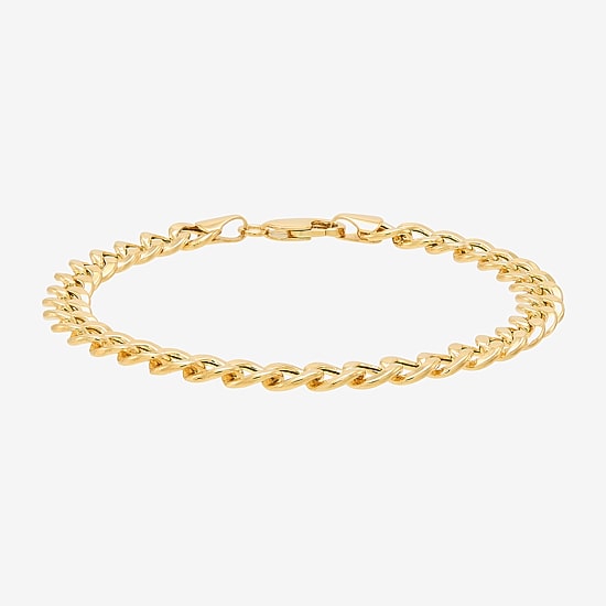 Bonded Brilliance Womens 14K Gold Bonded With Sterling Silver 7.5 Inch Hollow Link Chain Bracelet