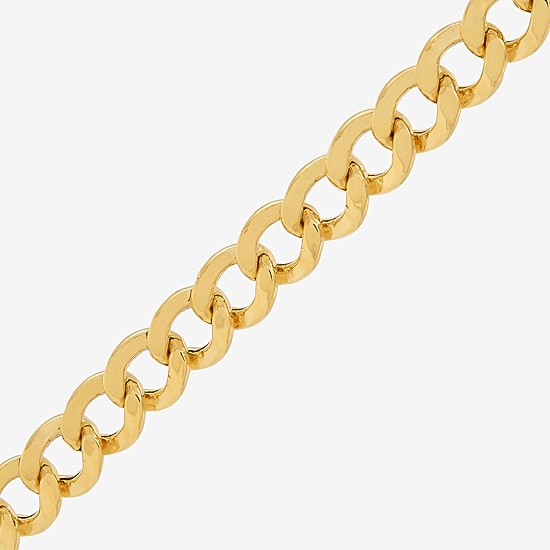 Bonded Brilliance Womens 14K Gold Bonded With Sterling Silver 7.5 Inch Hollow Link Chain Bracelet